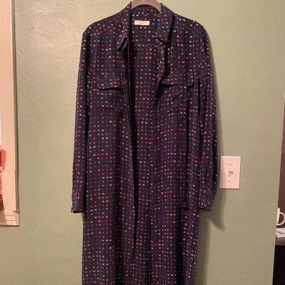 Equipment silk dress with waist tie